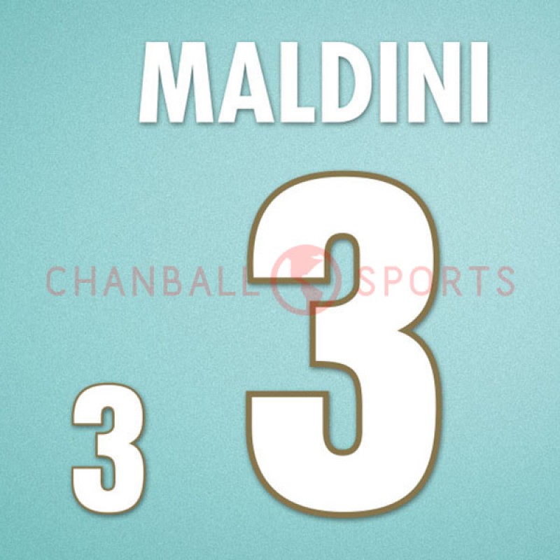 Italy 1996 Maldini #3 EURO Homekit Nameset Printing 