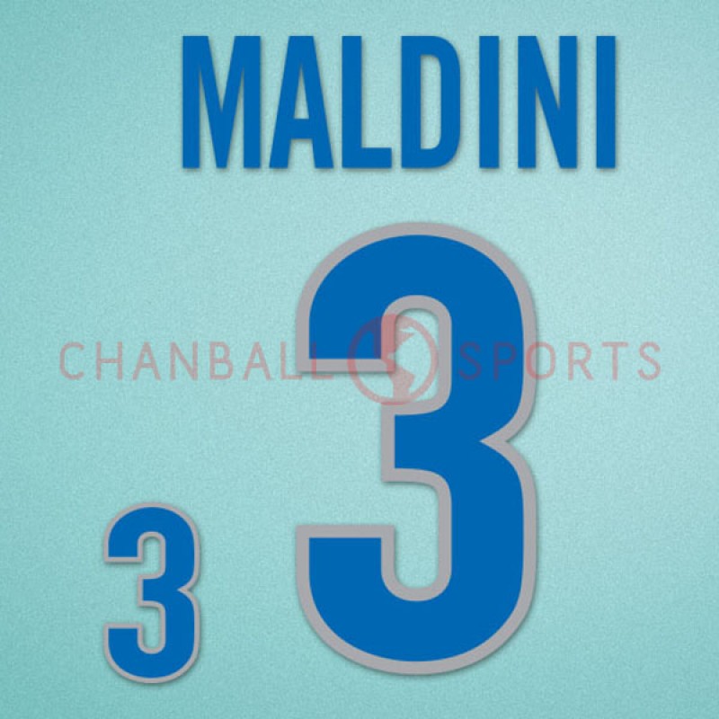 Italy 1998 Maldini #3 World Cup Awaykit Nameset Printing 