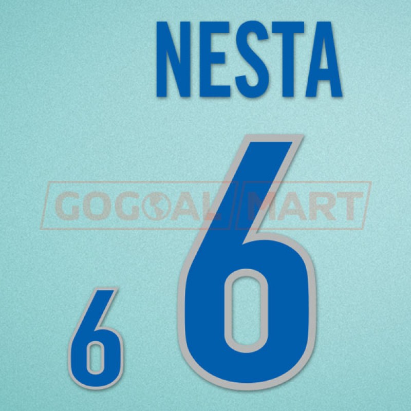 Italy 1998 Nesta #6 World Cup Awaykit Nameset Printing 