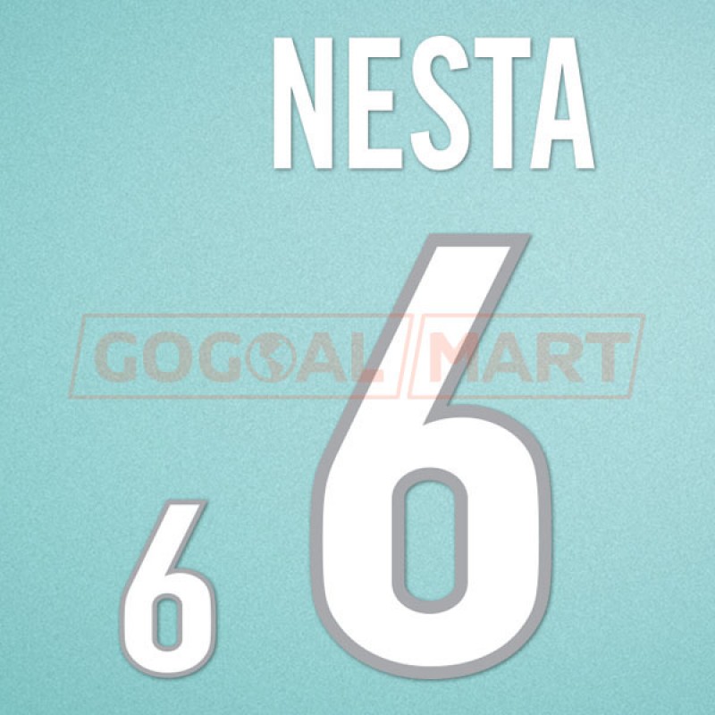 Italy 1998 Nesta #6 World Cup Homekit Nameset Printing