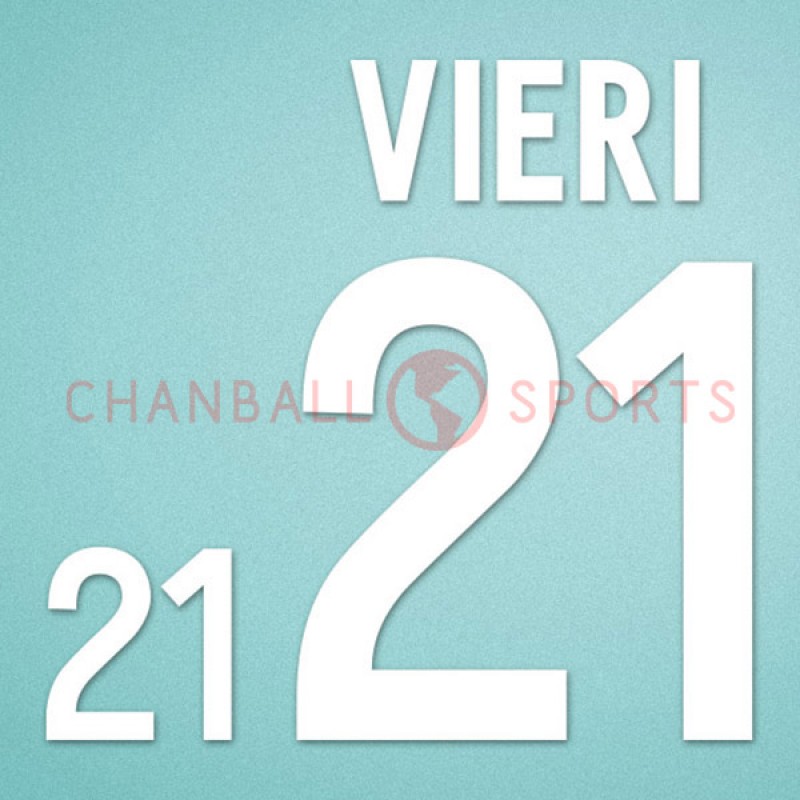 Italy 2002 Vieri #21 World Cup Homekit Nameset Printing 