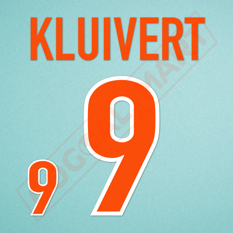 Netherland 1998 Kluivert #9 World Cup Awaykit Nameset Printing