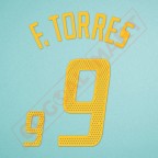Spain 2004 Torres #9 EURO Homekit Nameset Printing 