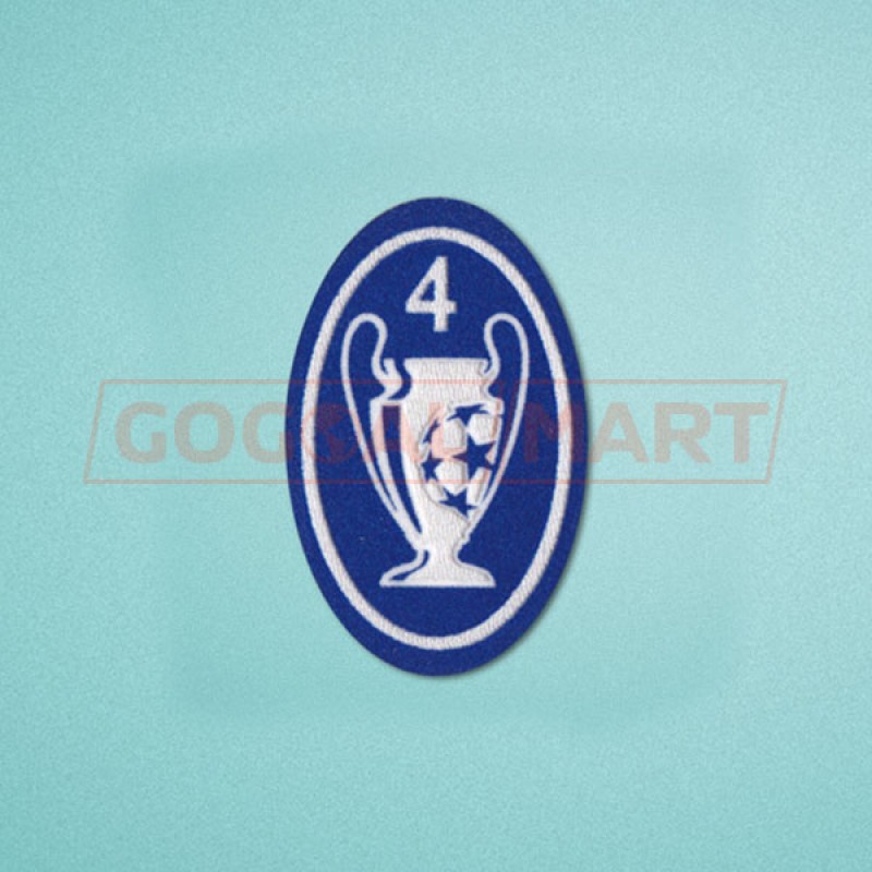 UEFA Champions League 2000-2012 4 Times Trophy (light blue) Sleeve Soccer Patch / Badge