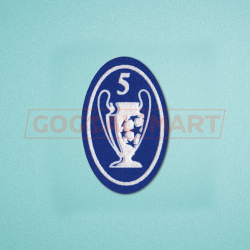 UEFA Champions League 2000-2012 5 Times Trophy (light blue) Sleeve Soccer Patch / Badge