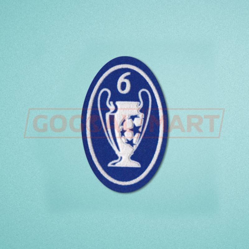 UEFA Champions League 2000-2012 6 Times Trophy (light blue) Sleeve Soccer Patch / Badge