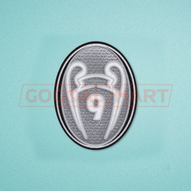 UEFA Champions League 2012-2013 9 Times Trophy (light grey) Sleeve Soccer Patch / Badge