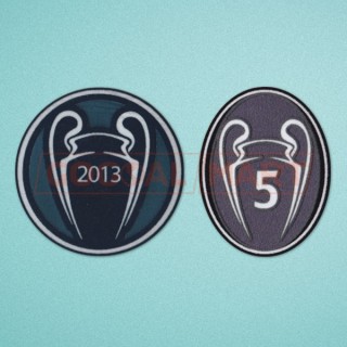 UEFA Champions League Winner 2012-2013 + 5 Times Trophy (dark grey) Bayern Munchen Sleeve Soccer Patch / Badge